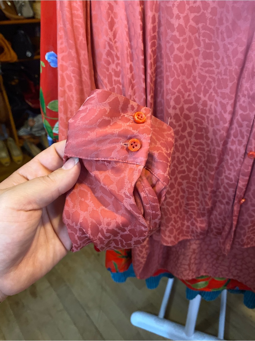 Halogen Rose-Red Textured V-Neck Blouse - Picture 4 of 6